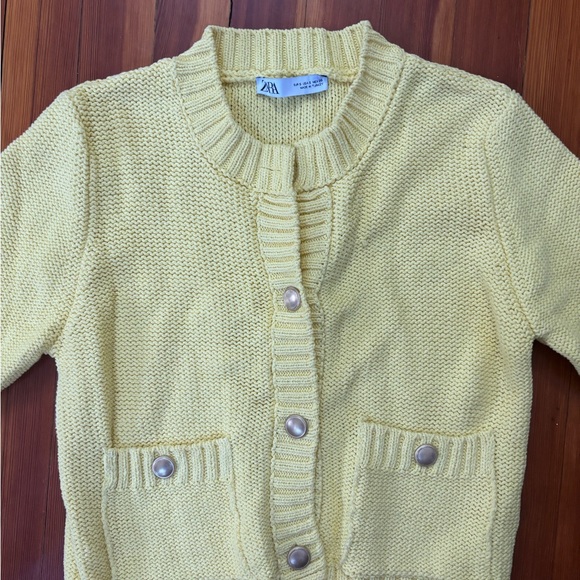 Zara Yellow Women's Cardigan Sweater - Picture 2 of 8